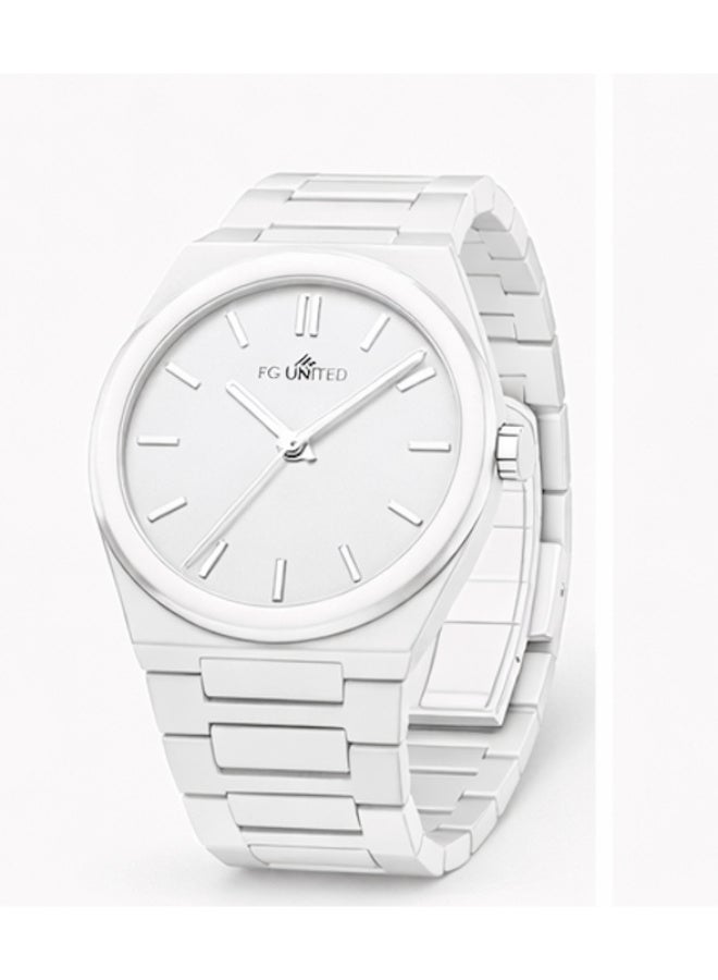 FG UNITED Mens Luxury White Plastic Band Quartz Wrist Watch 40mm - FG6002 - Image 3